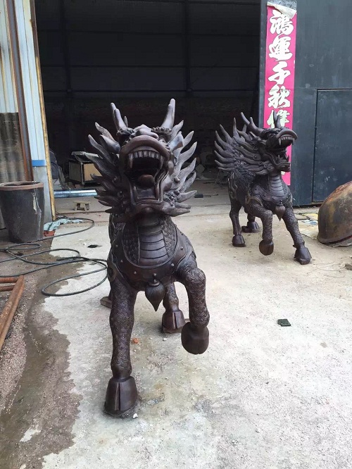 铜麒麟工艺品动物雕塑厂家杭州铜麒麟